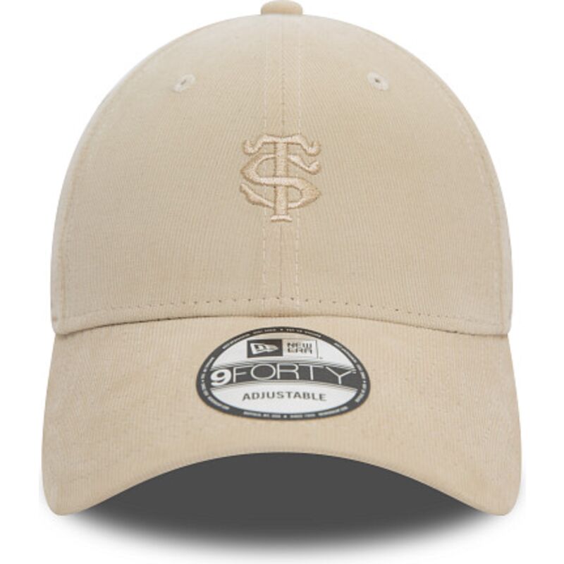 new-era-curved-brim-9forty-baby-cord-stade-toulousain-top-14-beige-adjustable-cap-with-beige-logo