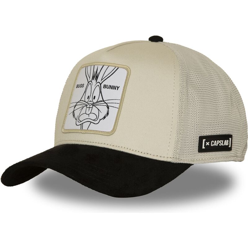 capslab-bugs-bunny-loo14-bic-looney-tunes-beige-and-black-trucker-hat capslab-bugs-bunny-loo14-bic-looney-tunes-beige-and-black-trucker-hat