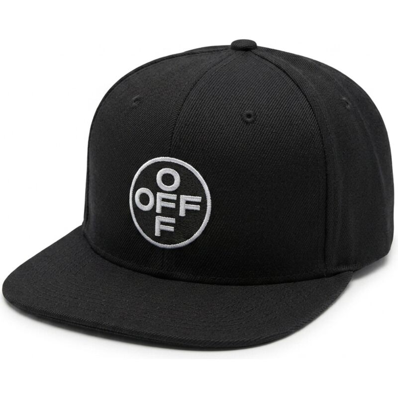l-ab-c-o-off-white-flat-brim-white-logo-off-embroidered-twill-black-snapback-cap l-ab-c-o-off-white-flat-brim-white-logo-off-embroidered-twill-black-snapback-cap