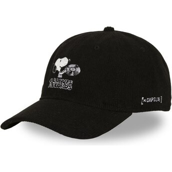 Capslab Curved Brim Snoopy PEA8 REC Peanuts Records Black Adjustable Cap