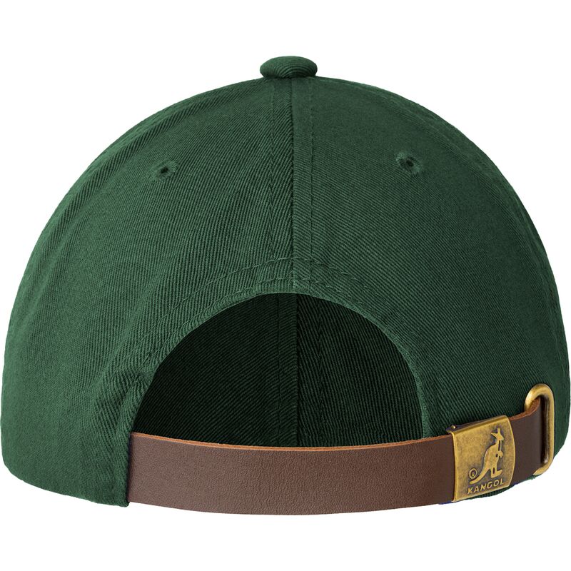 kangol-curved-brim-red-logo-washed-baseball-algae-green-adjustable-cap