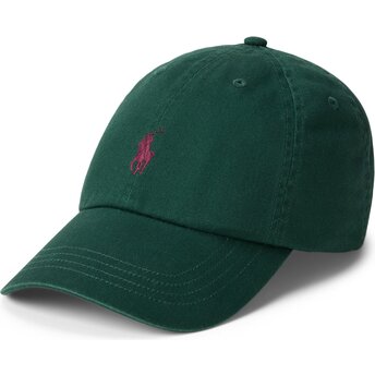 Polo Ralph Lauren Curved Brim Maroon Logo Cotton Chino Classic Sport Dark Green Adjustable Cap