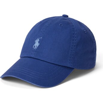Polo Ralph Lauren Curved Brim Blue Logo Cotton Chino Classic Sport Navy Blue Adjustable Cap