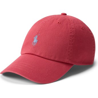 Polo Ralph Lauren Curved Brim Grey Logo Cotton Chino Classic Sport Red Adjustable Cap