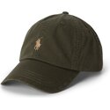 polo-ralph-lauren-curved-brim-brown-logo-cotton-chino-classic-sport-dark-green-adjustable-cap