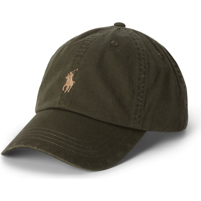 polo-ralph-lauren-curved-brim-brown-logo-cotton-chino-classic-sport-dark-green-adjustable-cap