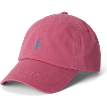 Polo Ralph Lauren Curved Brim Grey Logo Cotton Chino Classic Sport Pink Adjustable Cap