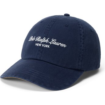 Polo Ralph Lauren Curved Brim Woven Script Navy Blue Adjustable Cap