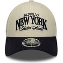 new-era-curved-brim-9forty-m-crown-wordmark-buffalo-new-york-beige-and-navy-blue-adjustable-cap