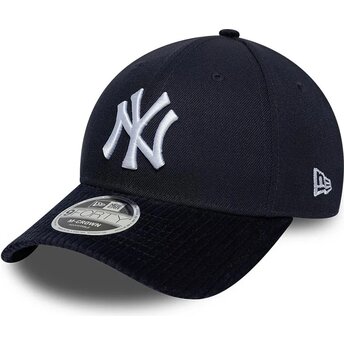 New Era Curved Brim 9FORTY M-Crown Cord Visor New York Yankees MLB Navy Blue Snapback Cap