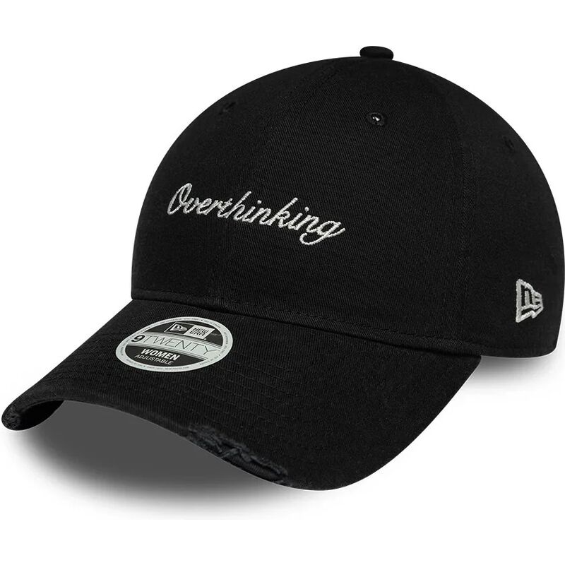 new-era-curved-brim-women-9twenty-slogan-overthinking-black-adjustable-cap