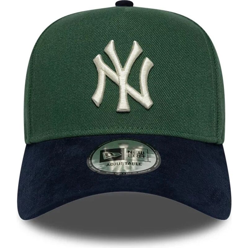 new-era-curved-brim-e-frame-suede-visor-new-york-yankees-mlb-green-and-navy-blue-snapback-cap