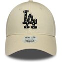 new-era-curved-brim-women-black-logo-9forty-infill-los-angeles-dodgers-mlb-beige-adjustable-cap