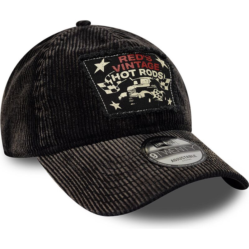 new-era-curved-brim-9twenty-patch-acid-cord-hot-rods-black-adjustable-cap
