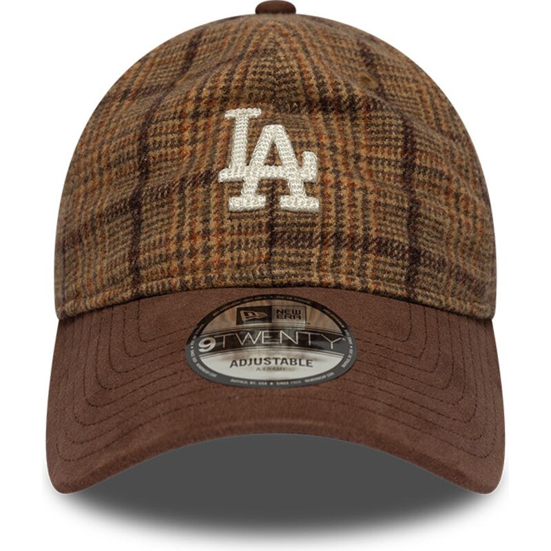 new-era-curved-brim-9twenty-mix-check-los-angeles-dodgers-mlb-brown-adjustable-cap