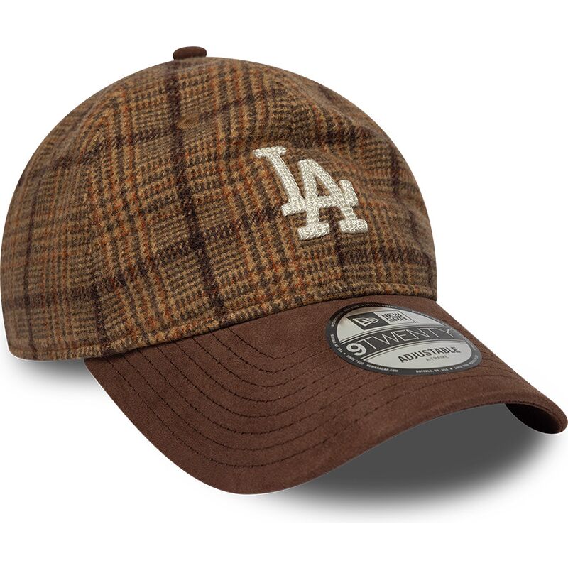 new-era-curved-brim-9twenty-mix-check-los-angeles-dodgers-mlb-brown-adjustable-cap