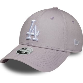 New Era Curved Brim Women 9FORTY League Essential Los Angeles Dodgers MLB Light Purple Adjustable Cap