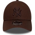 new-era-curved-brim-brown-logo-9forty-league-essential-new-york-yankees-mlb-dark-brown-adjustable-cap