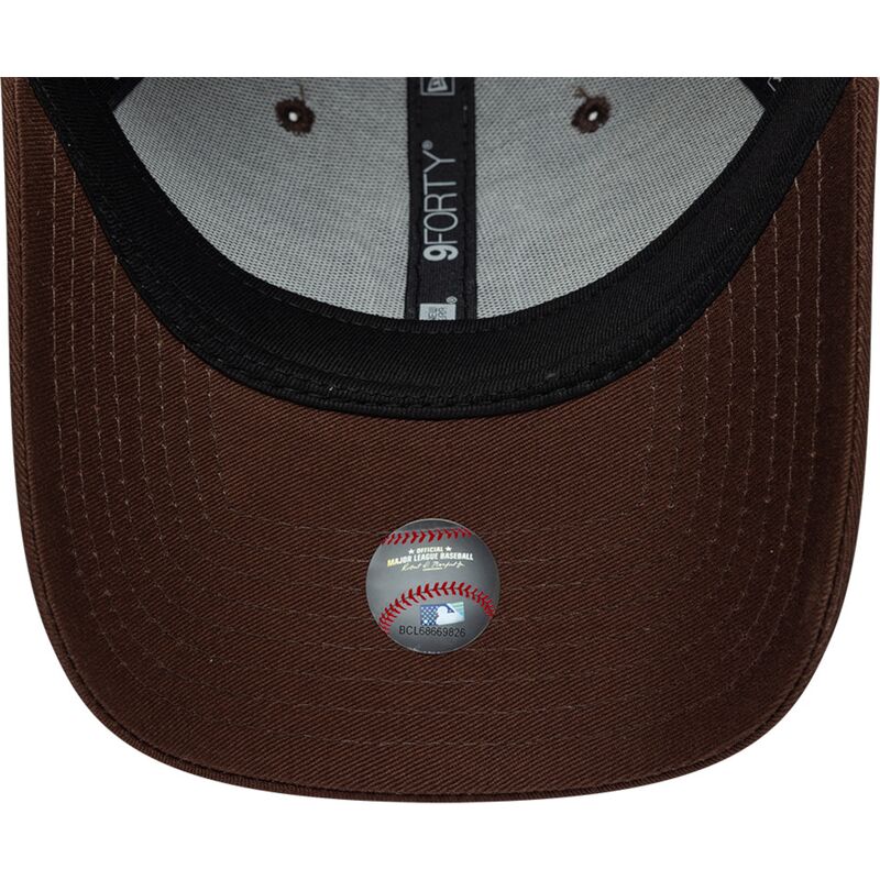 new-era-curved-brim-brown-logo-9forty-league-essential-new-york-yankees-mlb-dark-brown-adjustable-cap