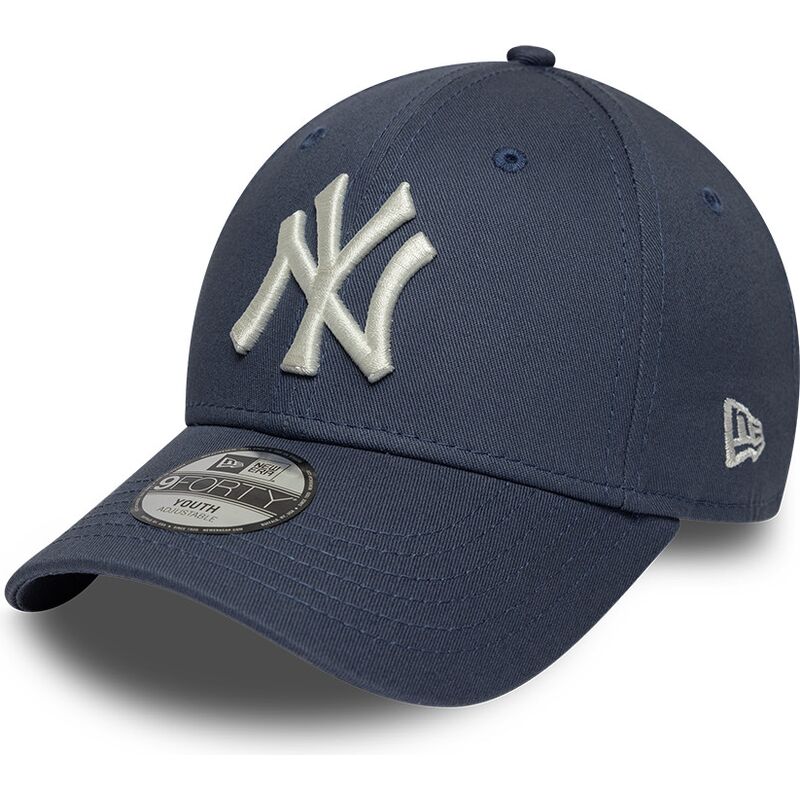 new-era-curved-brim-youth-9forty-league-essential-new-york-yankees-mlb-grey-blue-adjustable-cap