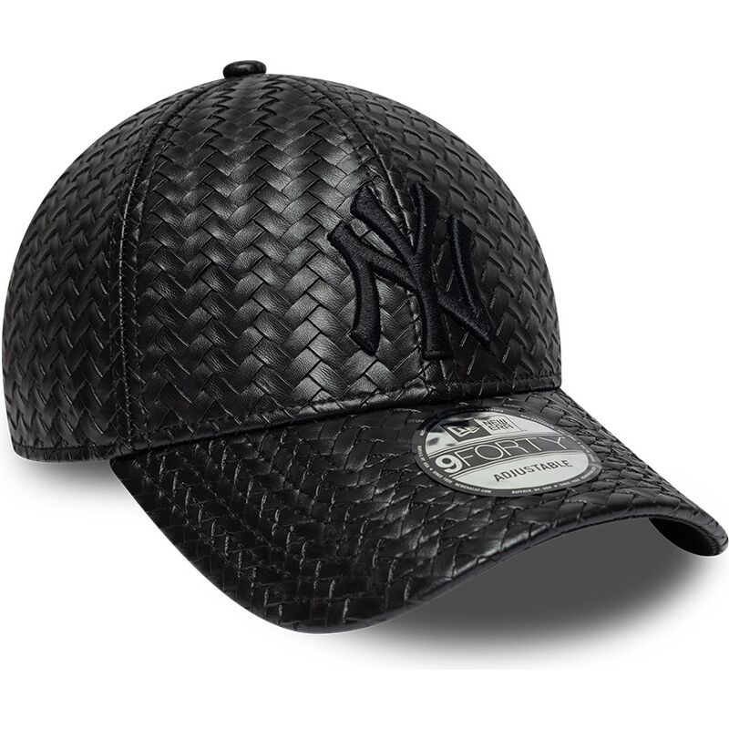 new-era-curved-brim-black-logo-9forty-pu-weave-new-york-yankees-mlb-black-snapback-cap
