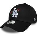 new-era-curved-brim-women-9forty-rose-sequin-los-angeles-dodgers-mlb-black-snapback-cap