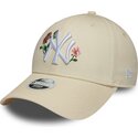 new-era-curved-brim-women-9forty-rose-sequin-new-york-yankees-mlb-beige-snapback-cap