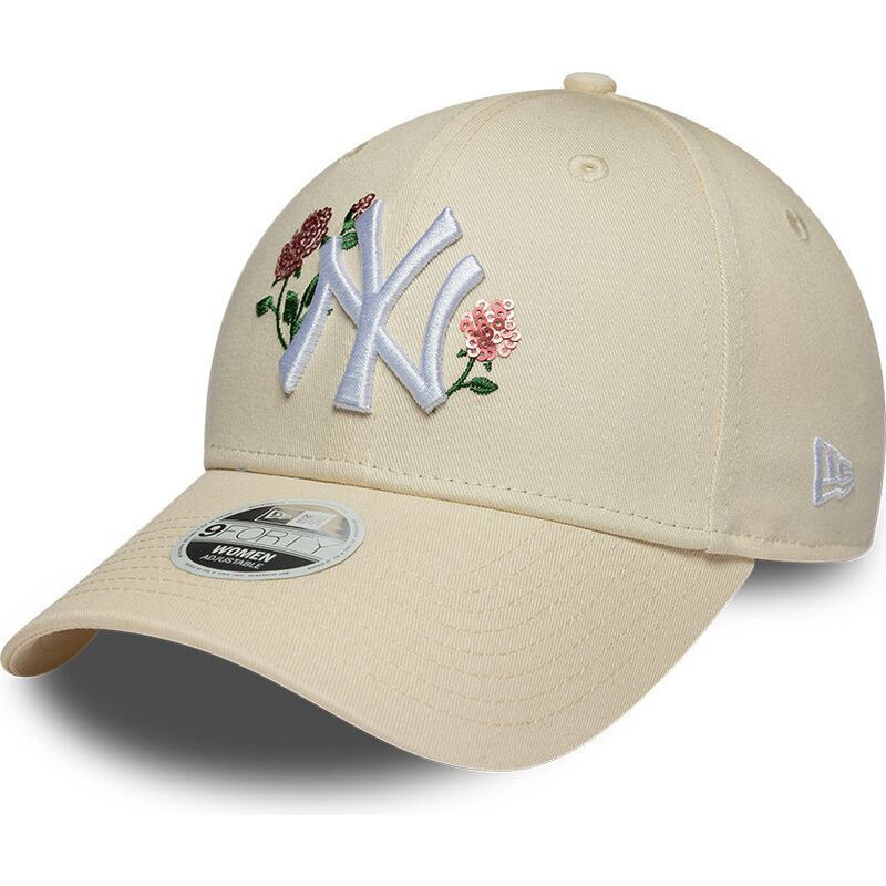 new-era-curved-brim-women-9forty-rose-sequin-new-york-yankees-mlb-beige-snapback-cap