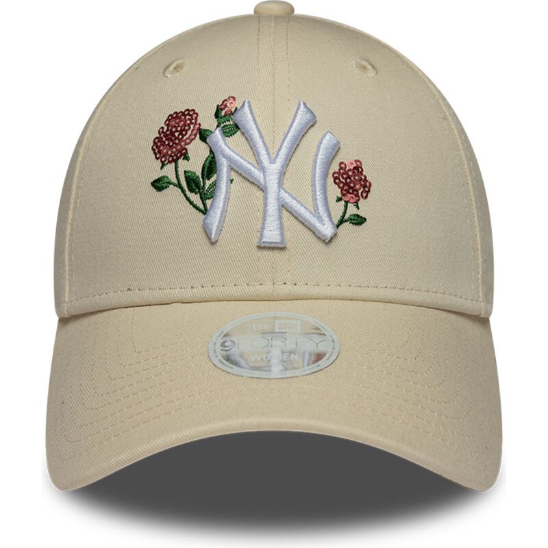new-era-curved-brim-women-9forty-rose-sequin-new-york-yankees-mlb-beige-snapback-cap