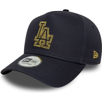 New Era Curved Brim Golden Logo E Frame Metallic Outline Los Angeles Dodgers MLB Navy Blue Snapback Cap