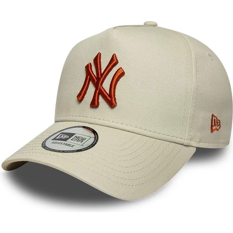 new-era-curved-brim-brown-logo-e-frame-league-essential-new-york-yankees-mlb-beige-snapback-cap