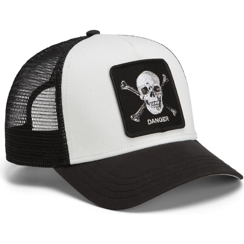 goorin-bros-danger-skull-and-crossbones-original-recipe-the-farm-black-and-white-trucker-hat goorin-bros-danger-skull-and-crossbones-original-recipe-the-farm-black-and-white-trucker-hat