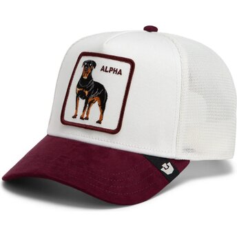 Goorin Bros. Rottweiler Suede Alpha Microsuede The Farm White and Maroon Trucker Hat
