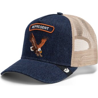 Goorin Bros. Eagle Represent Rocker Denim After Dark The Farm Navy Blue and Beige Trucker Hat