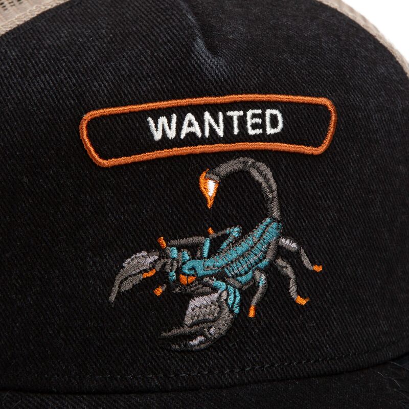 goorin-bros-scorpion-wanted-rocker-denim-after-dark-the-farm-black-and-beige-trucker-hat