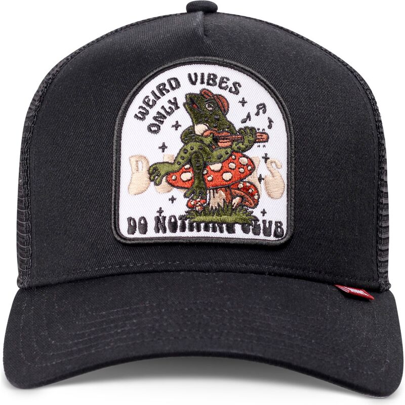 djinns-hft-do-nothing-club-weird-vibes-frog-black-trucker-hat djinns-hft-do-nothing-club-weird-vibes-frog-black-trucker-hat