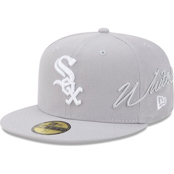 New Era Flat Brim 59FIFTY Side Script Chicago White Sox MLB Grey Fitted Cap