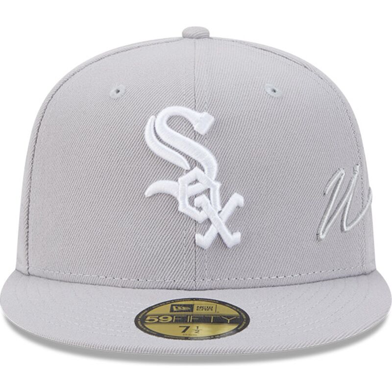 new-era-flat-brim-59fifty-side-script-chicago-white-sox-mlb-grey-fitted-cap