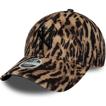 New Era Curved Brim Women 9FORTY Ocelot Print New York Yankees MLB Leopard Adjustable Cap