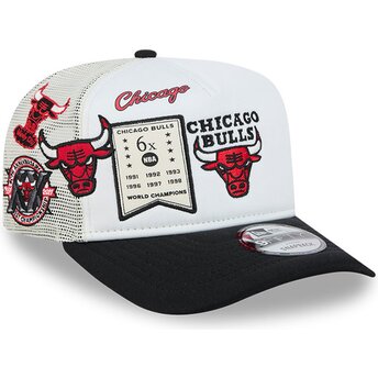 New Era Hardwood Classics 9FIFTY A Frame Precurved Chicago Bulls NBA White and Black Trucker Hat