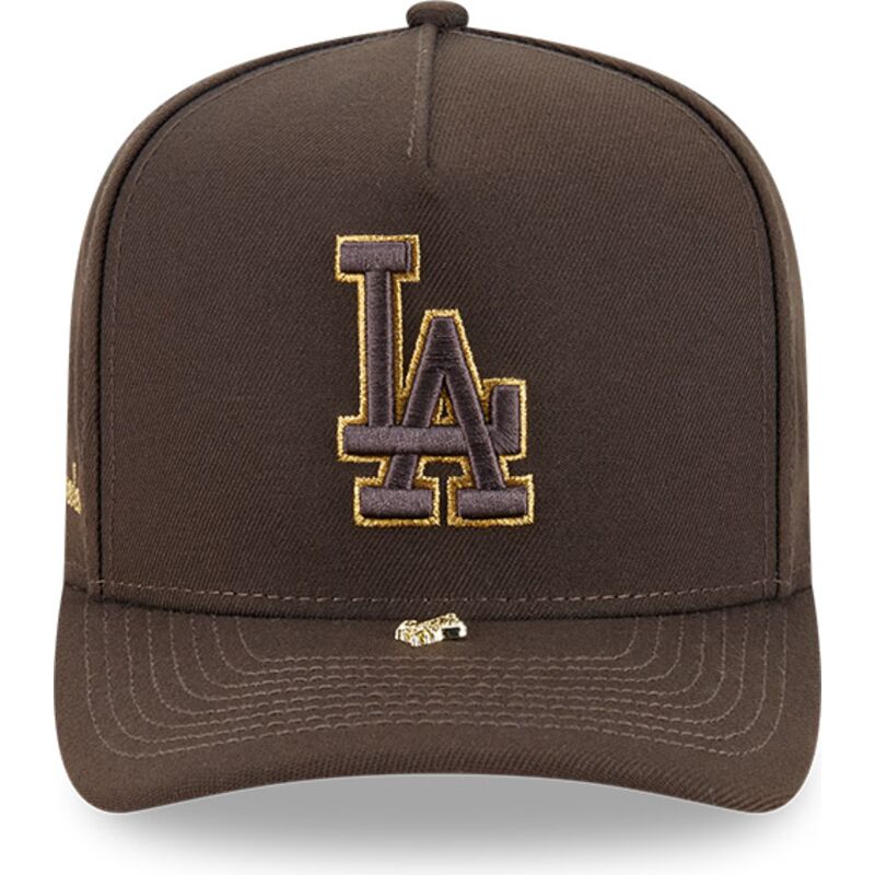 new-era-curved-brim-9fifty-a-frame-precurved-visor-pin-los-angeles-dodgers-mlb-brown-snapback-cap
