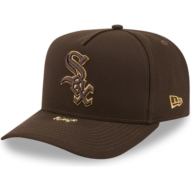 new-era-curved-brim-9fifty-a-frame-precurved-visor-pin-chicago-white-sox-mlb-brown-snapback-cap