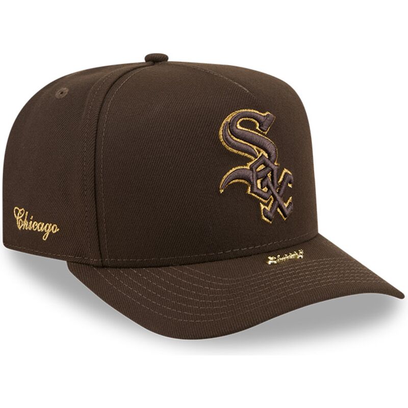 new-era-curved-brim-9fifty-a-frame-precurved-visor-pin-chicago-white-sox-mlb-brown-snapback-cap