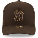 new-era-curved-brim-9fifty-a-frame-precurved-visor-pin-new-york-yankees-mlb-brown-snapback-cap