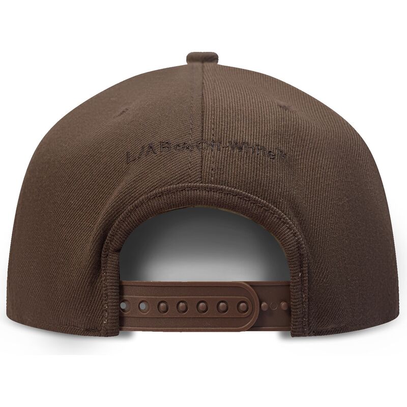 l-ab-c-o-off-white-flat-brim-yellow-logo-off-embroidered-twill-brown-snapback-cap l-ab-c-o-off-white-flat-brim-yellow-logo-off-embroidered-twill-brown-snapback-cap