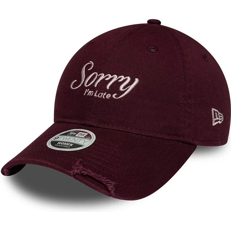 new-era-curved-brim-women-9twenty-slogan-sorry-i-m-late-maroon-adjustable-cap