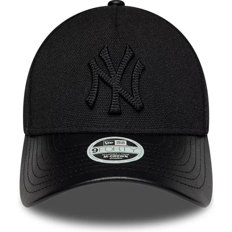 new-era-curved-brim-women-black-logo-9forty-m-crown-a-frame-fabric-mix-new-york-yankees-mlb-black-adjustable-cap