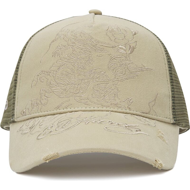 ed-hardy-outline-dragon-khaki-trucker-hat ed-hardy-outline-dragon-khaki-trucker-hat