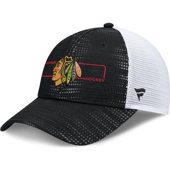 Fanatics Structured Meshback Chicago Blackhawks NHL Black and White Trucker Hat