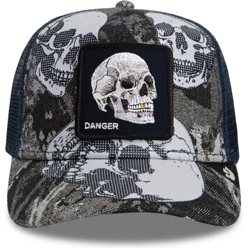 goorin-bros-skull-bone-head-danger-the-farm-black-and-blue-trucker-hat goorin-bros-skull-bone-head-danger-the-farm-black-and-blue-trucker-hat